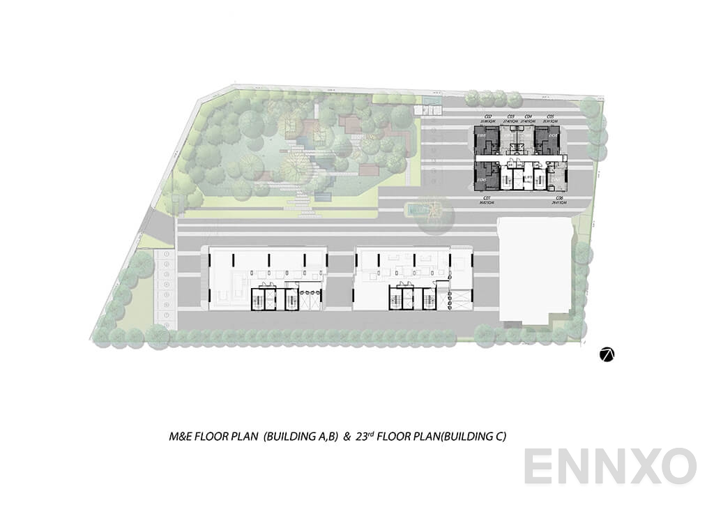 แปลนชั้น M & E (Building A,B) , 23rd (Building C) Floor Plan ของโครงการ โมดิซ สุขุมวิท 50