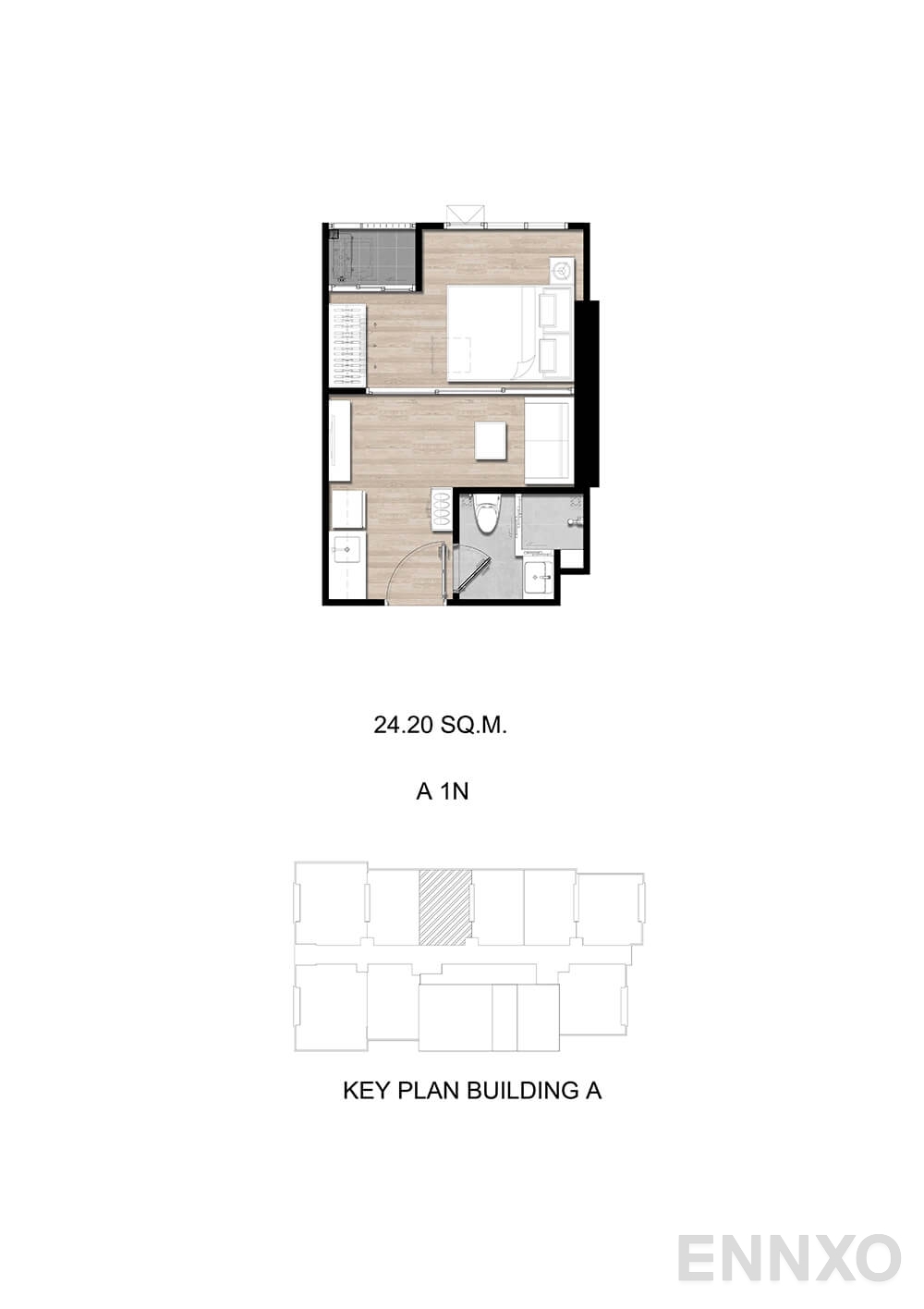 รูปแปลนห้อง A1N ของโครงการ โมดิซ สุขุมวิท 50