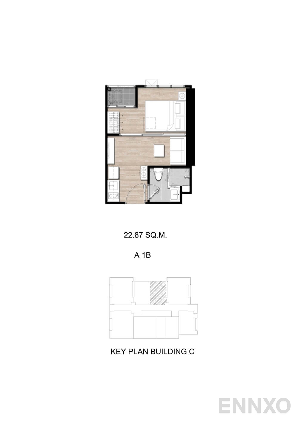 รูปแปลนห้อง A1B ของโครงการ โมดิซ สุขุมวิท 50