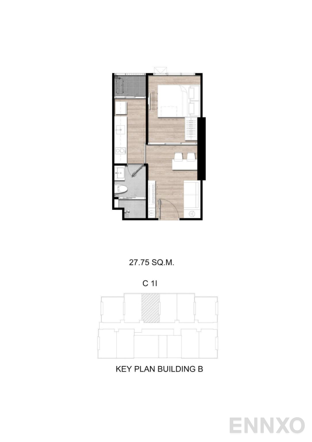 รูปแปลนห้อง C1I ของโครงการ โมดิซ สุขุมวิท 50