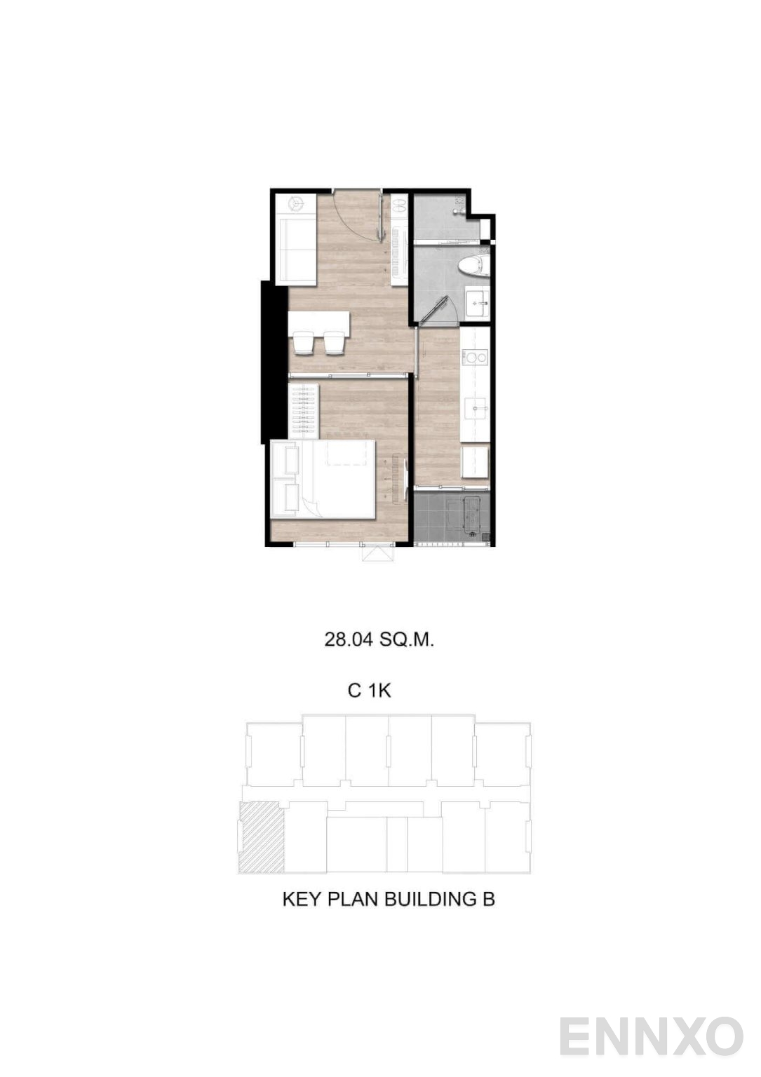 รูปแปลนห้อง C1K ของโครงการ โมดิซ สุขุมวิท 50