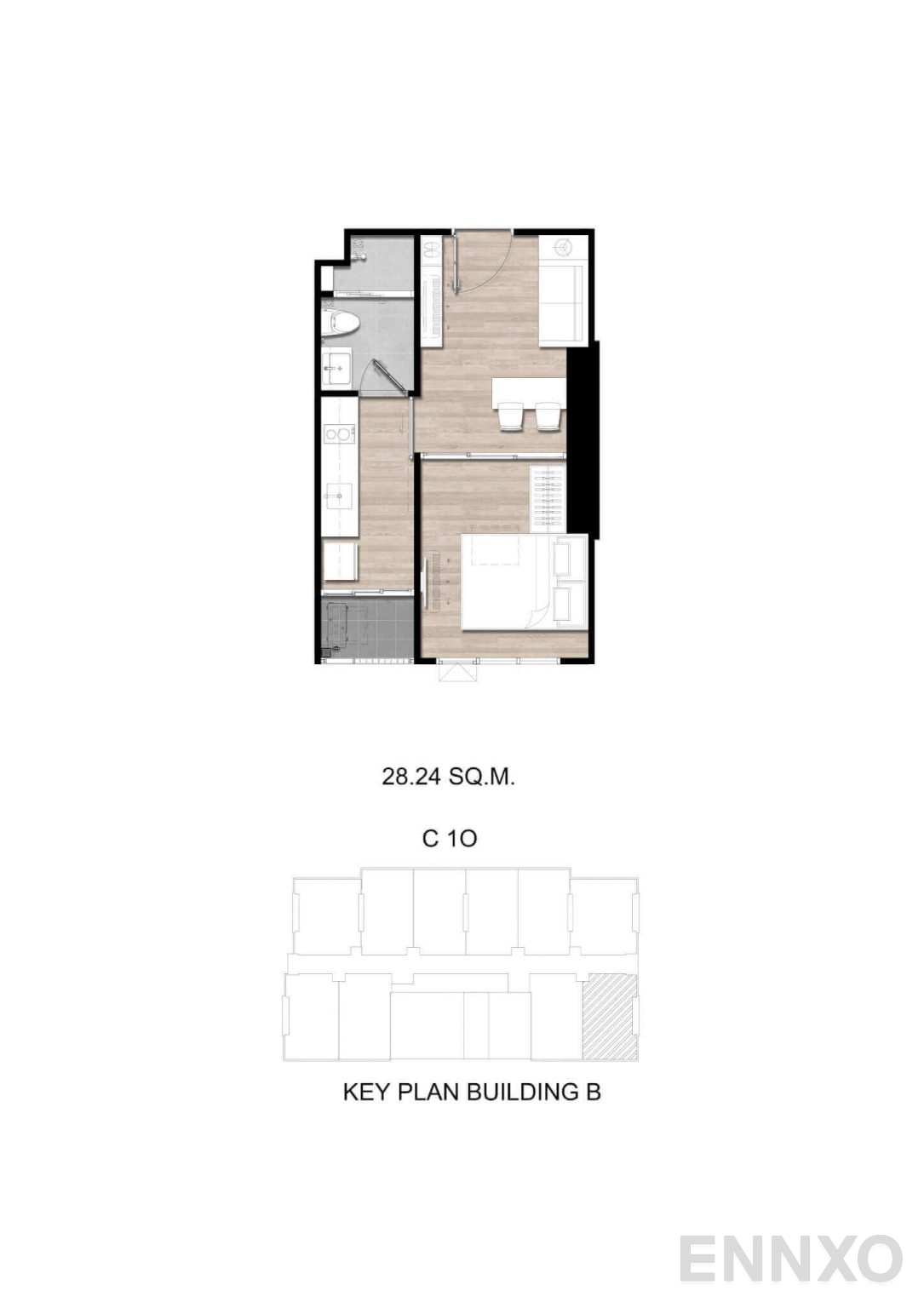 รูปแปลนห้อง C1O ของโครงการ โมดิซ สุขุมวิท 50