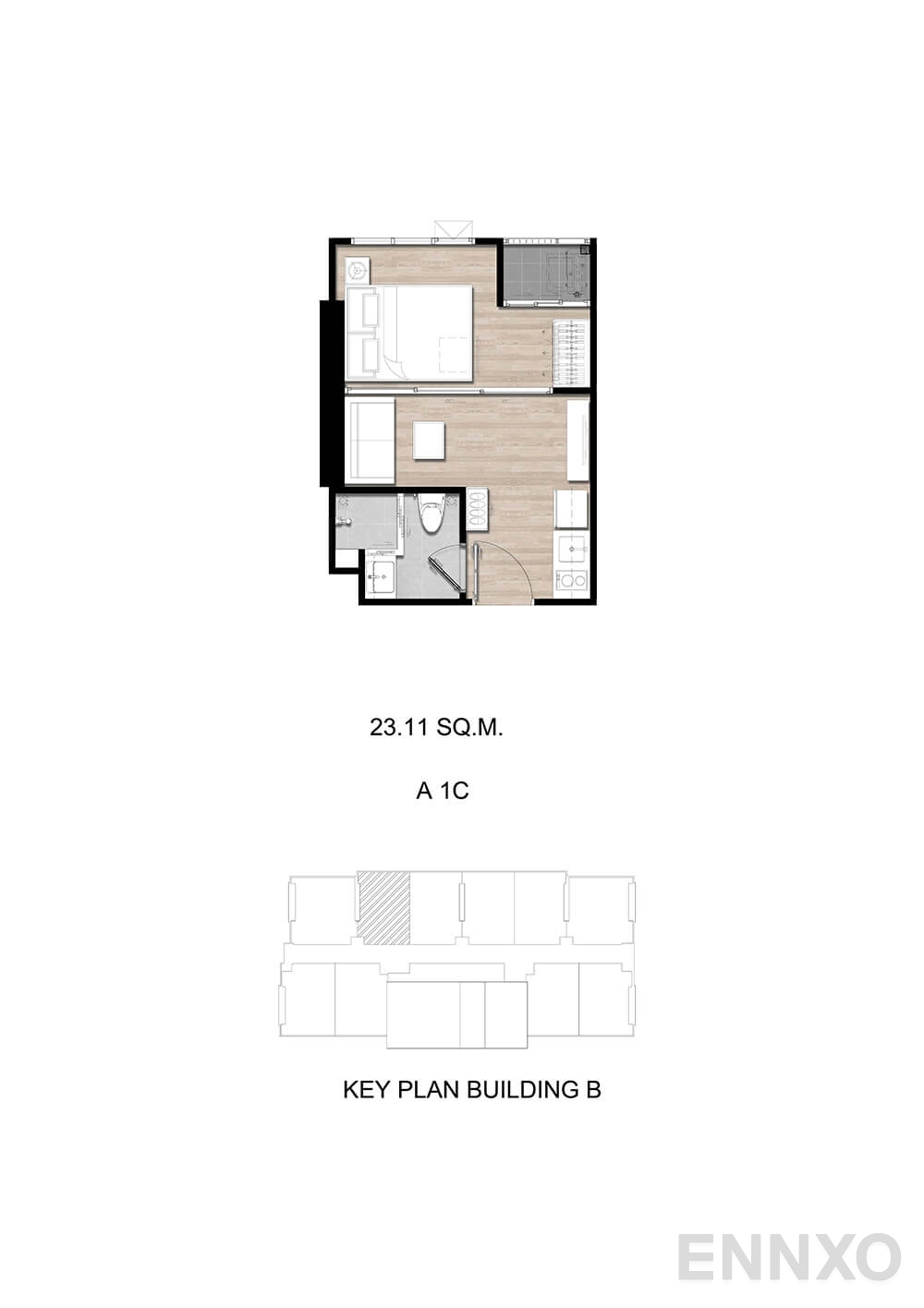 รูปแปลนห้อง A1C ของโครงการ โมดิซ สุขุมวิท 50