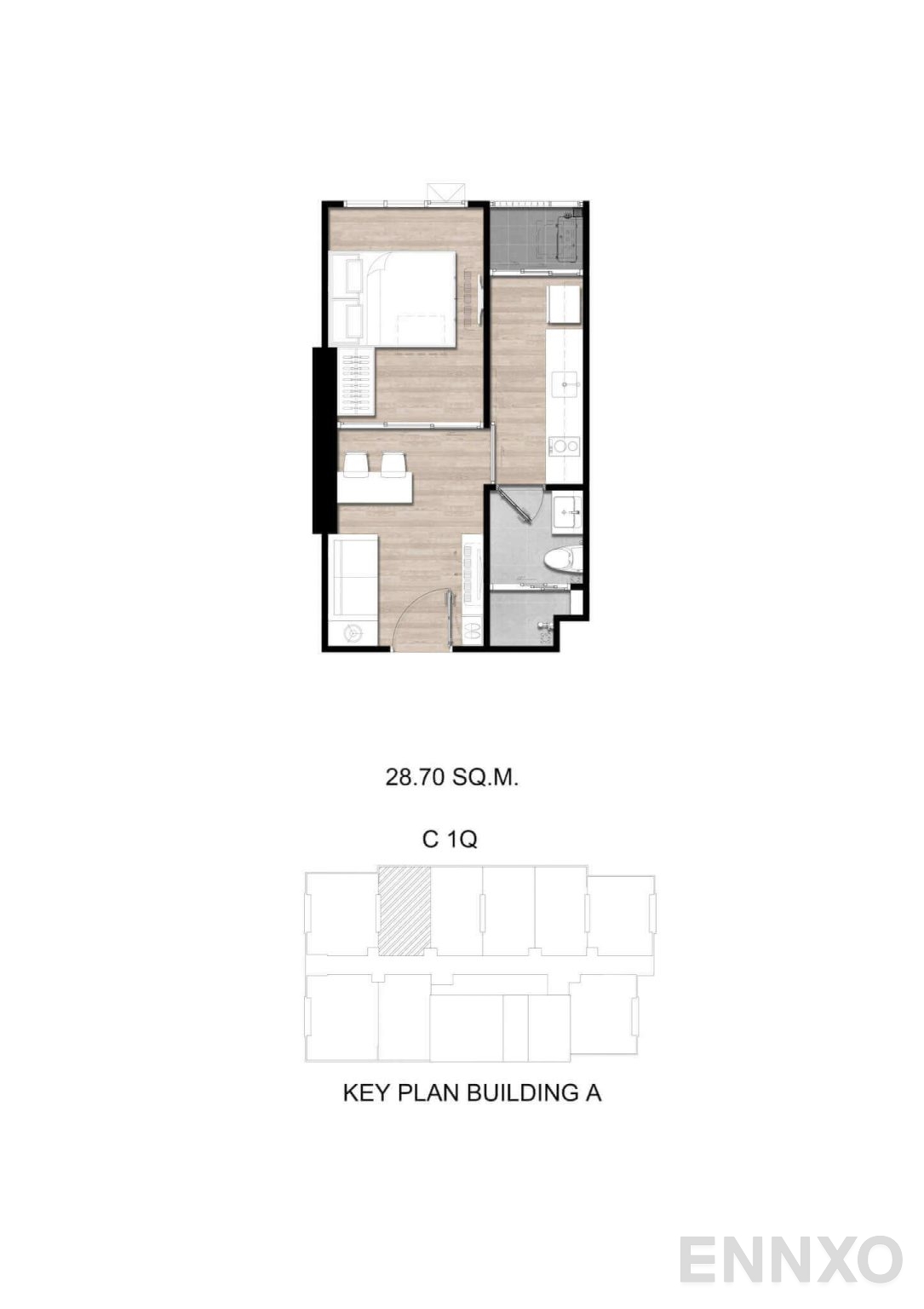 รูปแปลนห้อง C1Q ของโครงการ โมดิซ สุขุมวิท 50