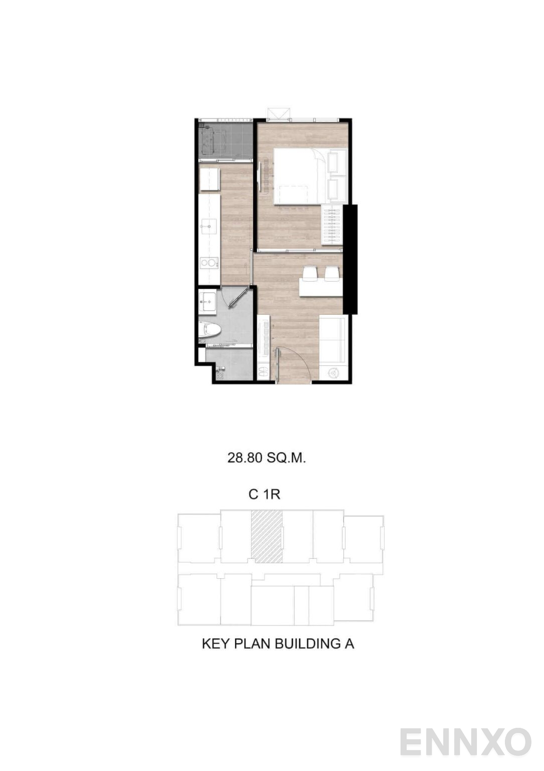 รูปแปลนห้อง C1R ของโครงการ โมดิซ สุขุมวิท 50