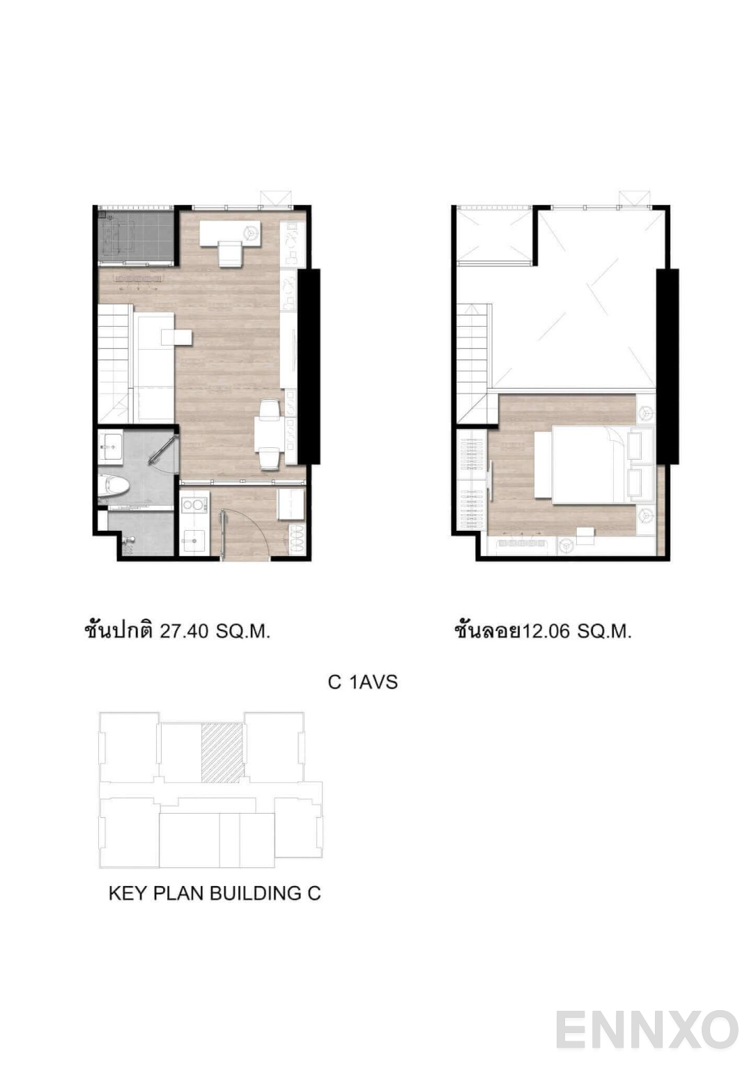 รูปแปลนห้อง C1AV Vertical-suite ของโครงการ โมดิซ สุขุมวิท 50