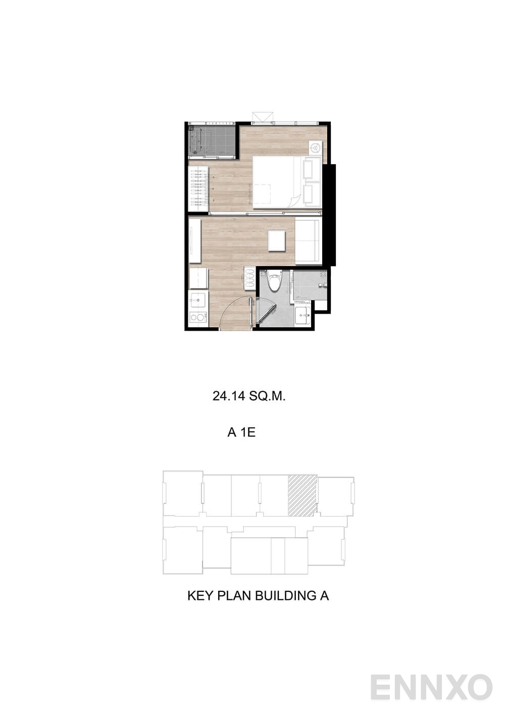 รูปแปลนห้อง A1E ของโครงการ โมดิซ สุขุมวิท 50