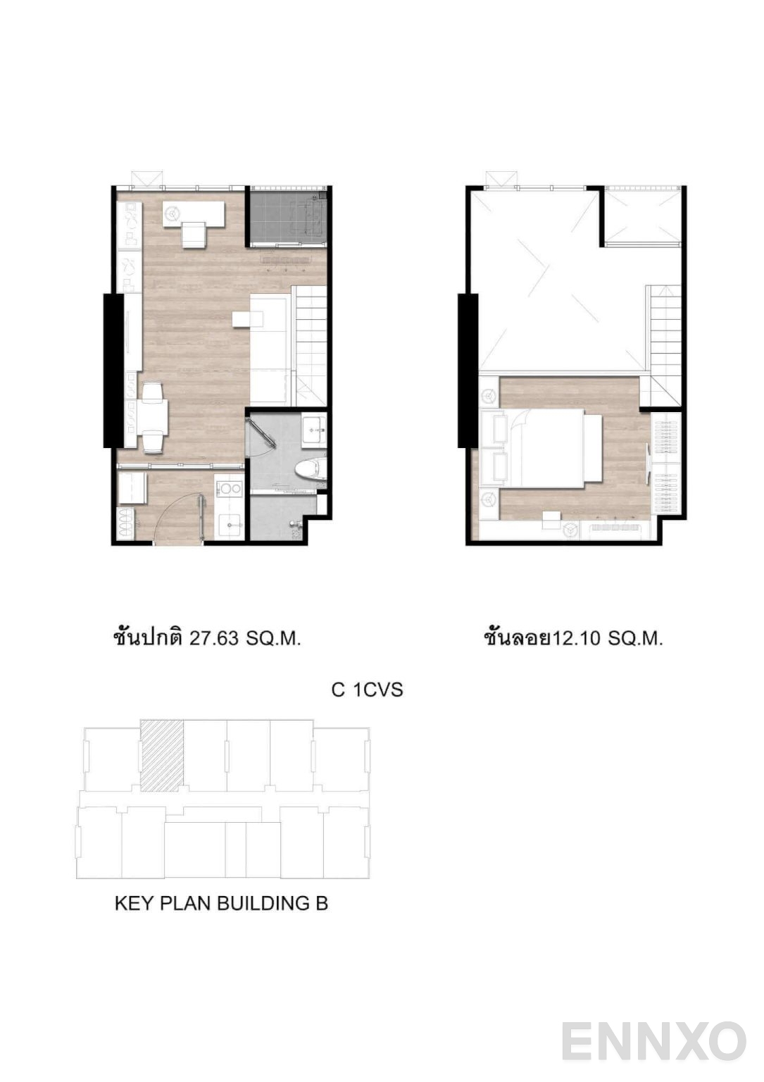 รูปแปลนห้อง C1CV Vertical-suite ของโครงการ โมดิซ สุขุมวิท 50