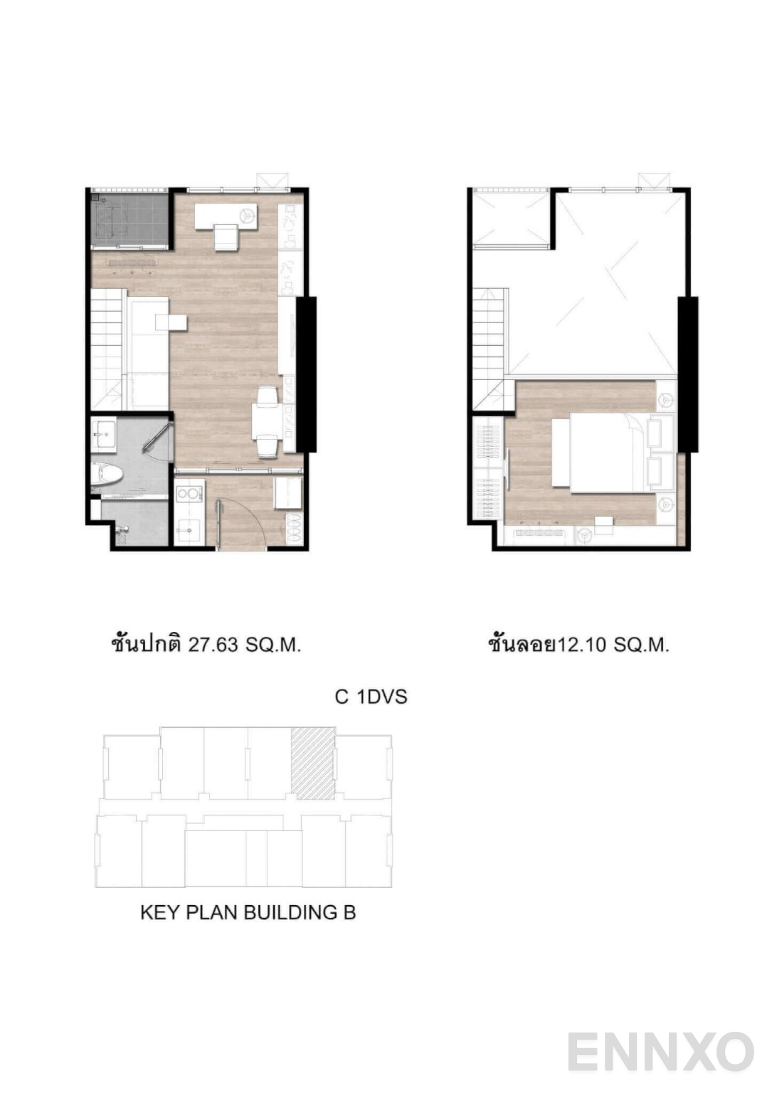 รูปแปลนห้อง C1DV Vertical-suite ของโครงการ โมดิซ สุขุมวิท 50