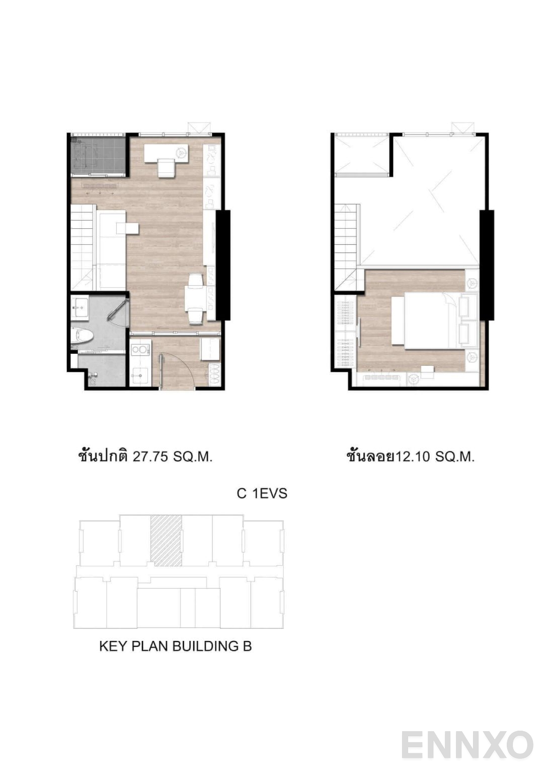 รูปแปลนห้อง C1EV Vertical-suite ของโครงการ โมดิซ สุขุมวิท 50