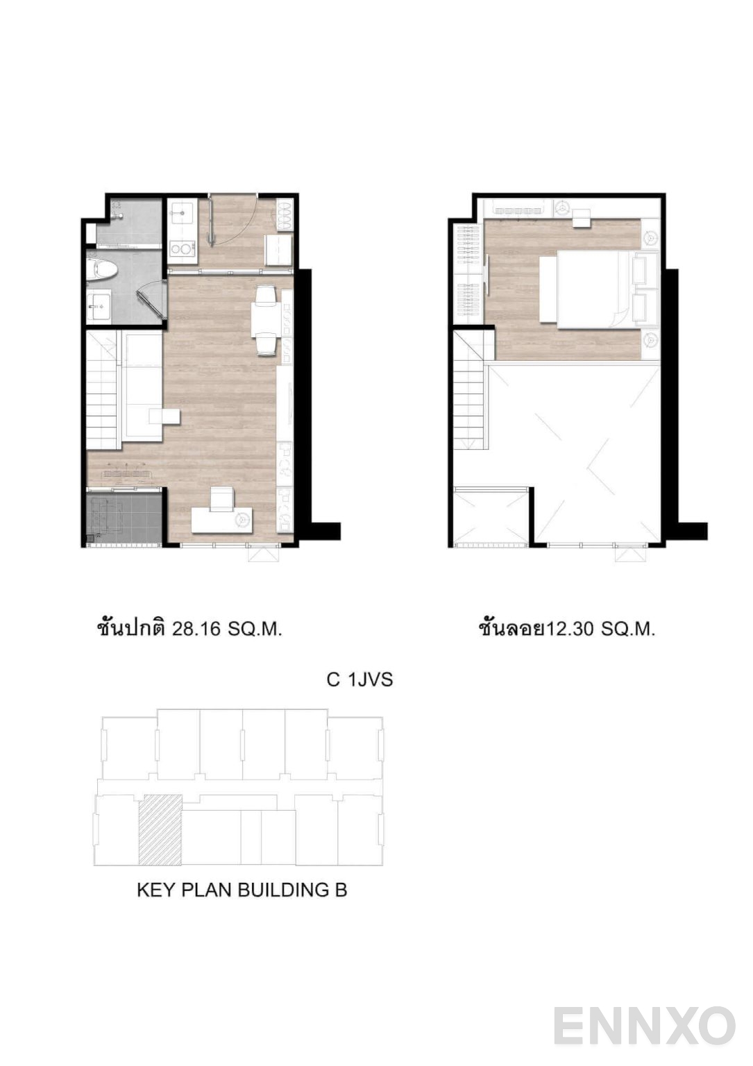 รูปแปลนห้อง C1JV Vertical-suite ของโครงการ โมดิซ สุขุมวิท 50