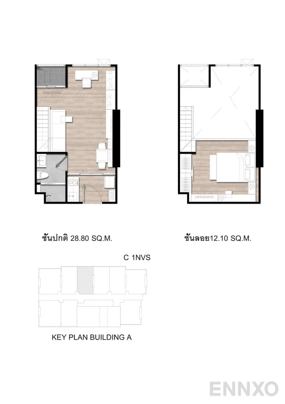 รูปแปลนห้อง C1NV Vertical-suite ของโครงการ โมดิซ สุขุมวิท 50