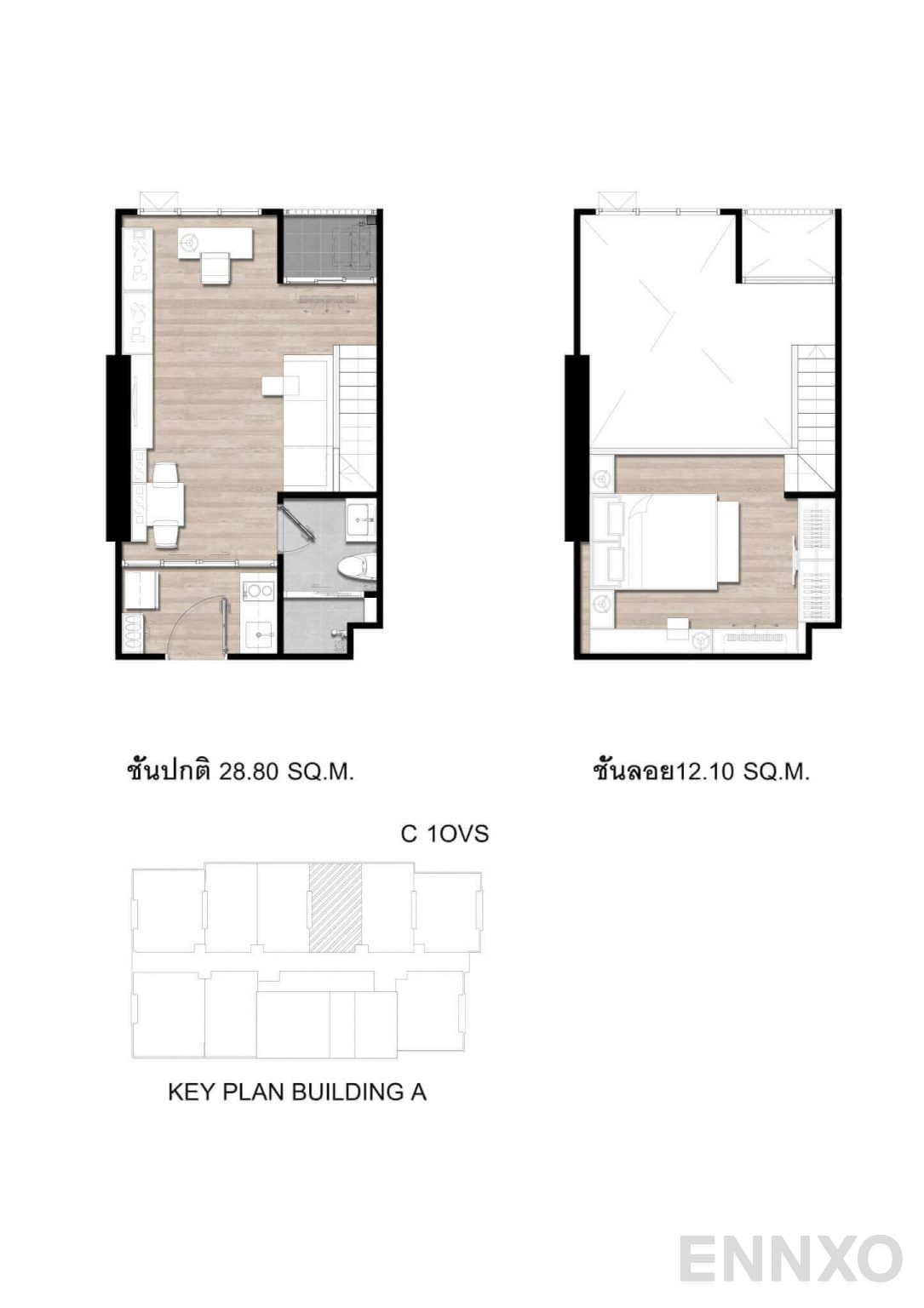 รูปแปลนห้อง C1OV Vertical-suite ของโครงการ โมดิซ สุขุมวิท 50