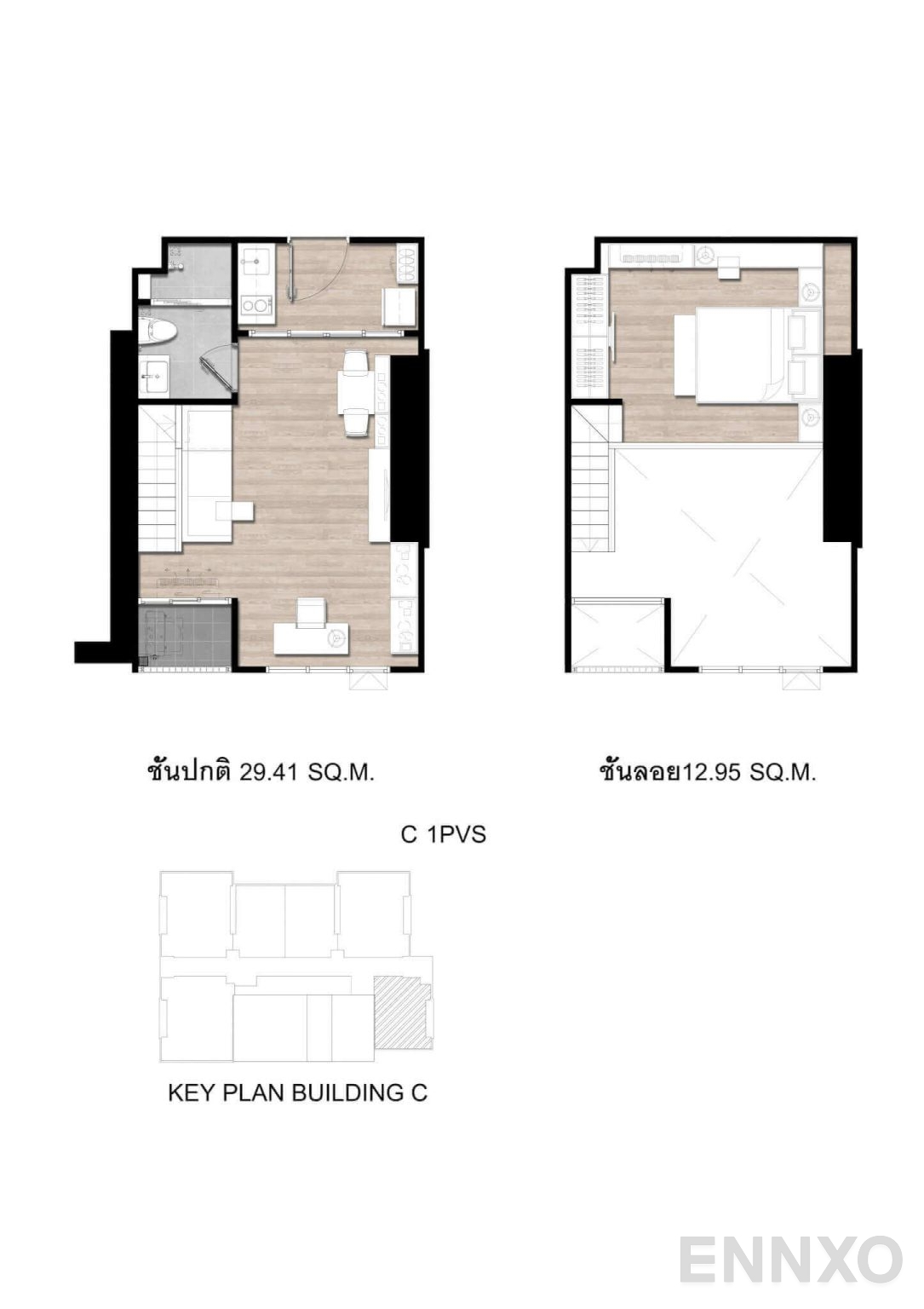 รูปแปลนห้อง C1PV Vertical-suite ของโครงการ โมดิซ สุขุมวิท 50
