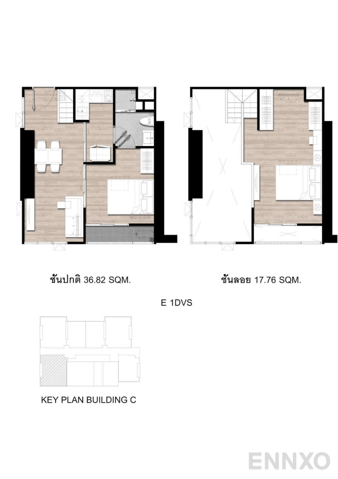 รูปแปลนห้อง E1DV Vertical-suite ของโครงการ โมดิซ สุขุมวิท 50