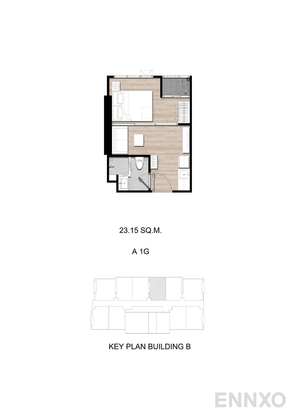 รูปแปลนห้อง A1G ของโครงการ โมดิซ สุขุมวิท 50