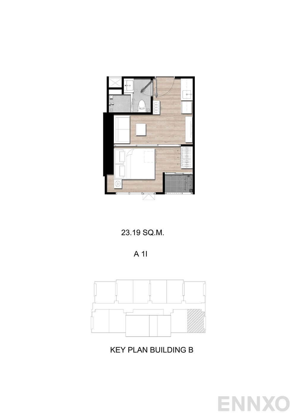 รูปแปลนห้อง A1I ของโครงการ โมดิซ สุขุมวิท 50