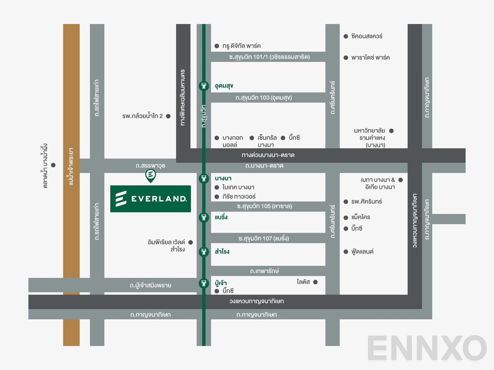 ภาพแผนที่แสดงที่ตั้งโครงการ My Resort Bangkok และสถานที่โดยรอบ