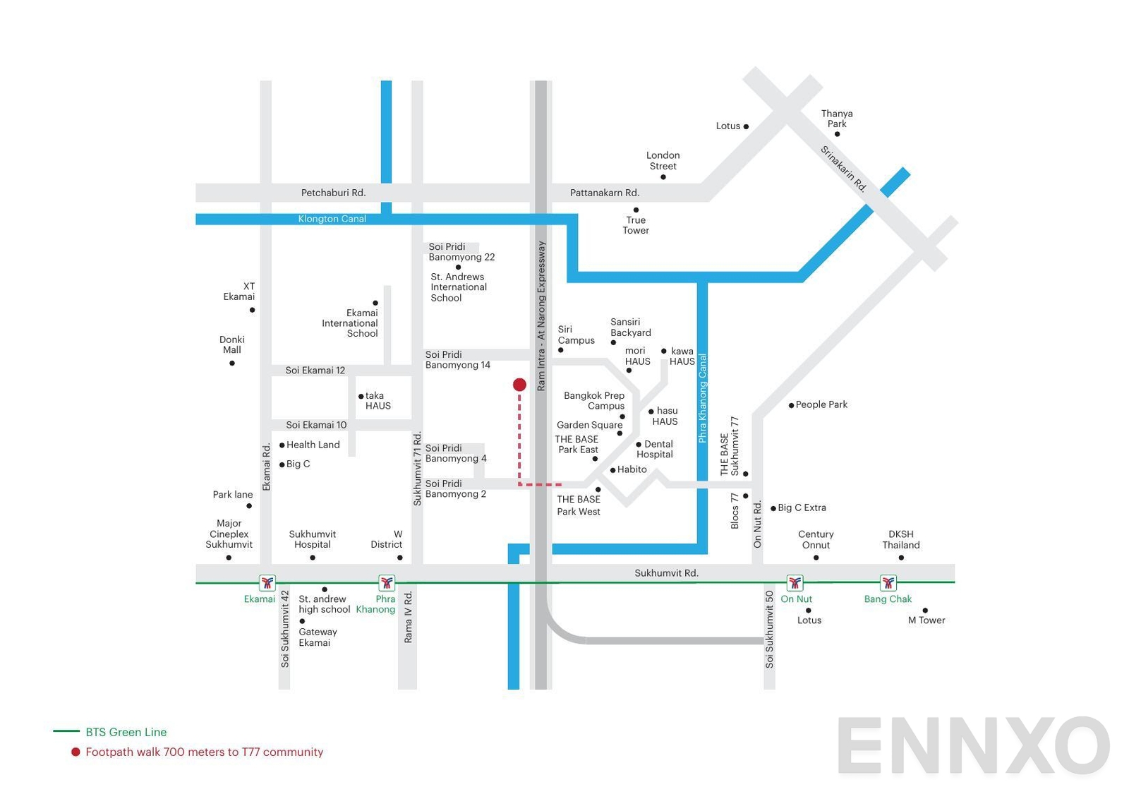 ภาพแผนที่แสดงที่ตั้งโครงการ NIA by Sansiri และสถานที่โดยรอบ
