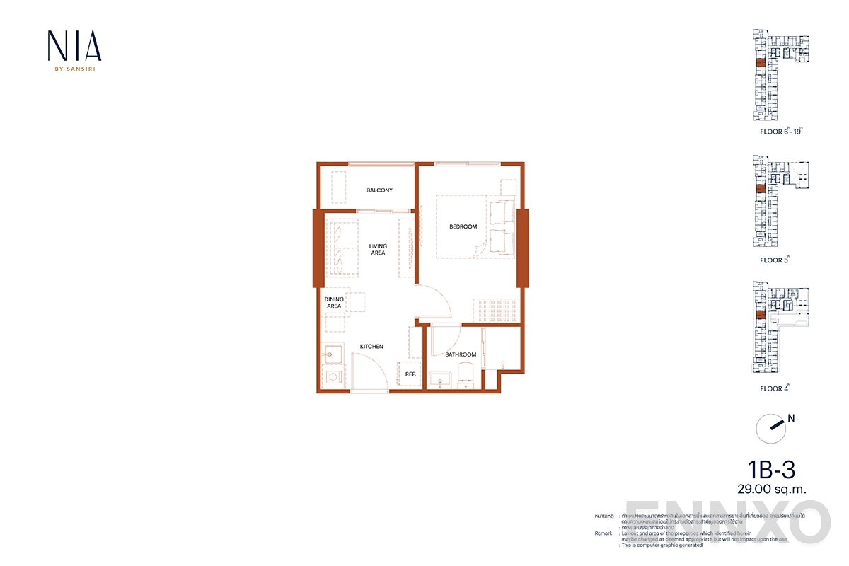 รูปแปลนห้อง 1B-3 ของโครงการ NIA by Sansiri