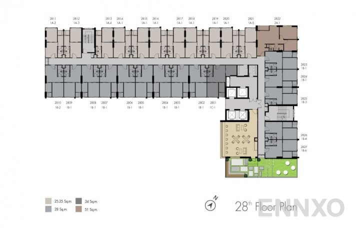 แปลนชั้น ชั้น 28 ของโครงการ นิช ไอดี แอท ปากเกร็ด สเตชั่น