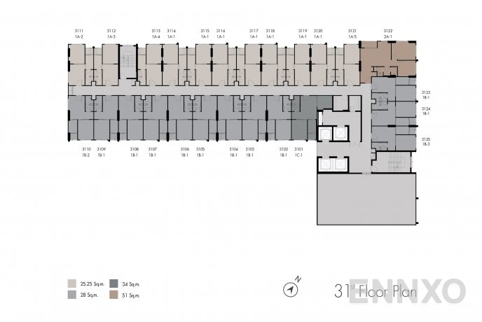แปลนชั้น ชั้น 31 ของโครงการ นิช ไอดี แอท ปากเกร็ด สเตชั่น