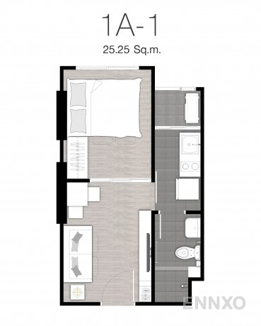 รูปแปลนห้อง TYPE 1A-1 : 1-Bedroom ของโครงการ นิช ไอดี แอท ปากเกร็ด สเตชั่น