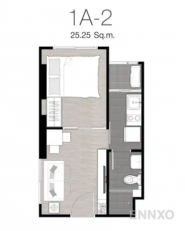 รูปแปลนห้อง TYPE 1A-2 : 1-Bedroom ของโครงการ นิช ไอดี แอท ปากเกร็ด สเตชั่น