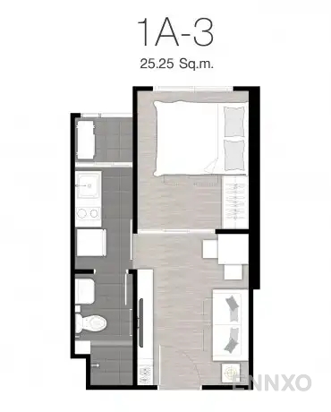 รูปแปลนห้อง TYPE 1A-3 : 1-Bedroom ของโครงการ นิช ไอดี แอท ปากเกร็ด สเตชั่น