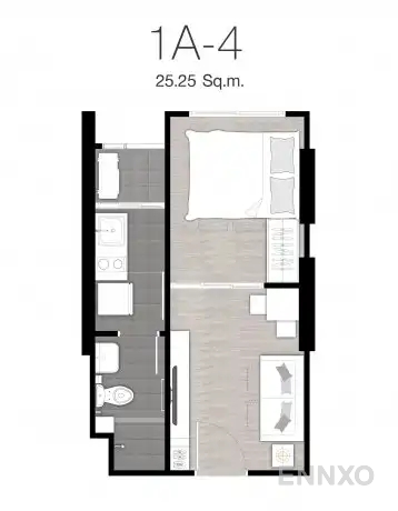 รูปแปลนห้อง TYPE 1A-4 : 1-Bedroom ของโครงการ นิช ไอดี แอท ปากเกร็ด สเตชั่น