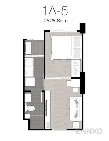 รูปแปลนห้อง TYPE 1A-5 : 1-Bedroom ของโครงการ นิช ไอดี แอท ปากเกร็ด สเตชั่น
