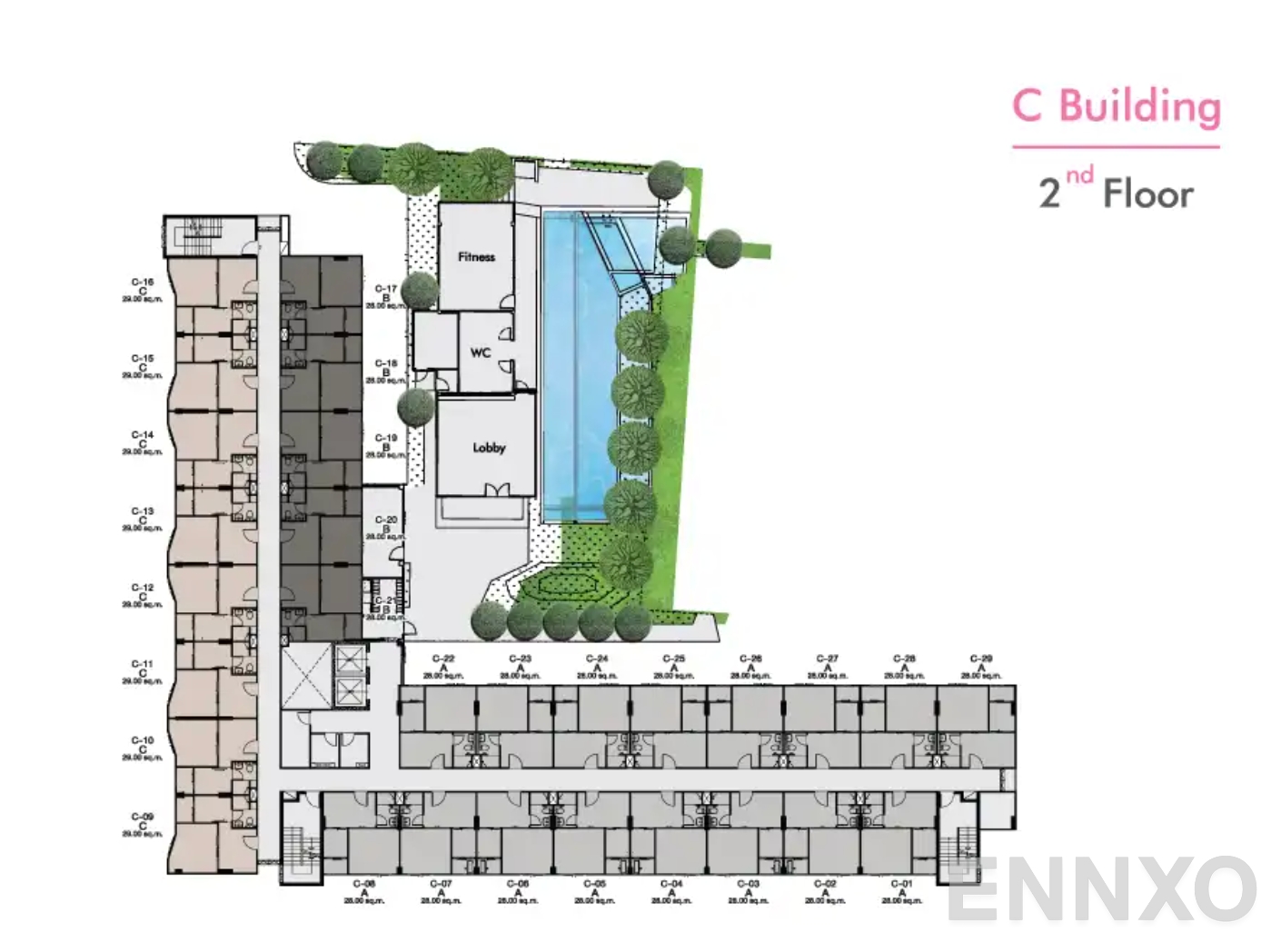 แปลนชั้น อาคาร C (2nd Floor) ของโครงการ นิช ไอดี เพชรเกษม-บางแค