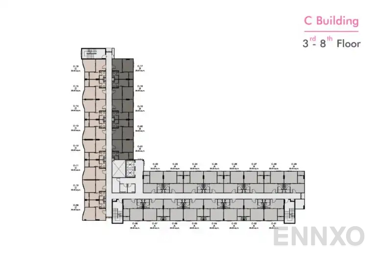 แปลนชั้น อาคาร C (3rd - 8th Floor) ของโครงการ นิช ไอดี เพชรเกษม-บางแค