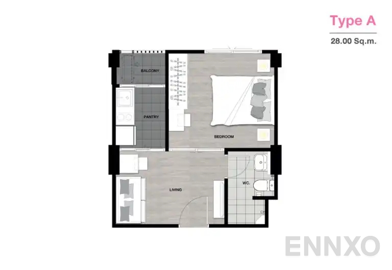 รูปแปลนห้อง Type A โครงการ Niche id Phetkasem - Bangkae