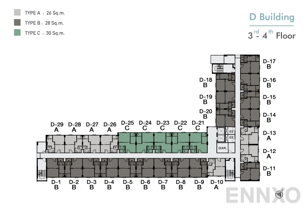 แปลนชั้น ชั้น 3 - 4 ของโครงการ นิช ไอดี เสรีไทย-วงแหวน
