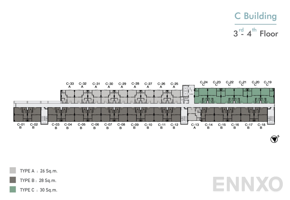 แปลนชั้น ชั้น 3 - 4 ของโครงการ นิช ไอดี เสรีไทย-วงแหวน