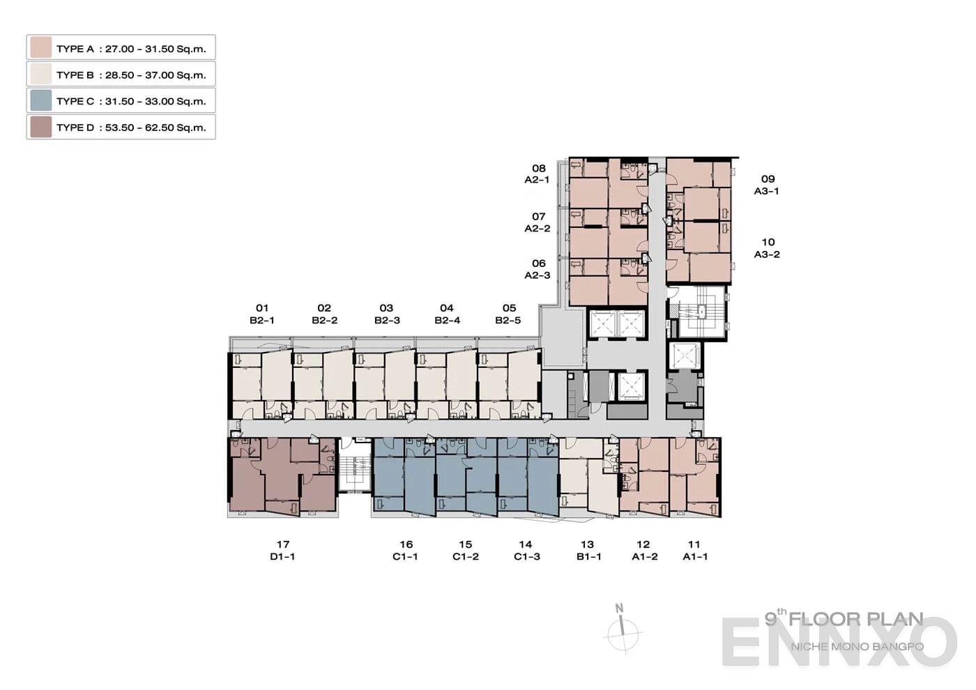 แปลนชั้น 9th Floor Plan ของโครงการ นิช โมโน บางโพ