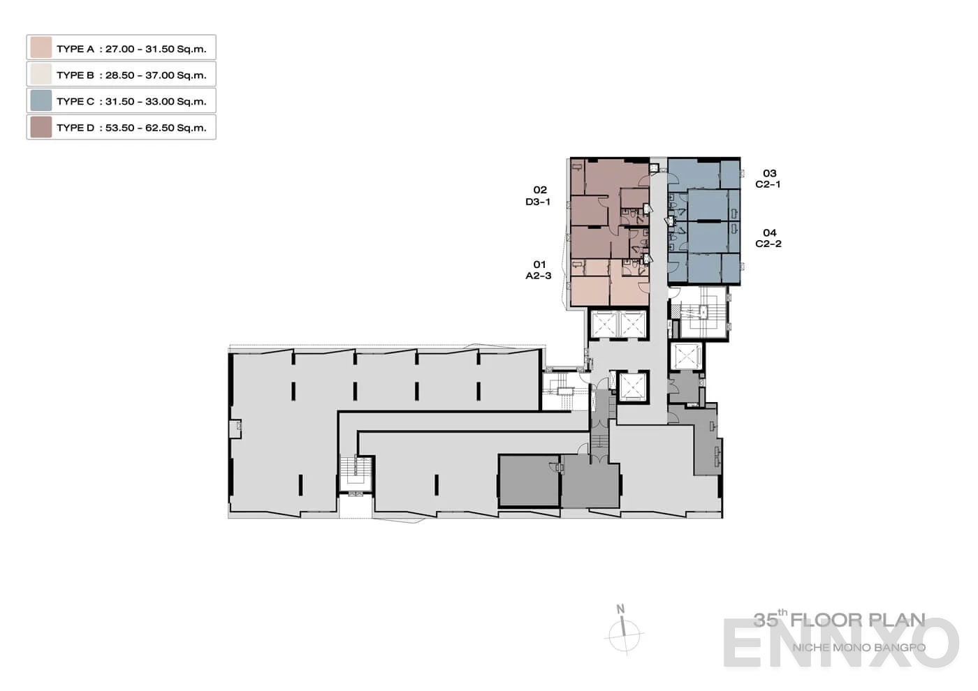 แปลนชั้น 35th Floor Plan ของโครงการ นิช โมโน บางโพ