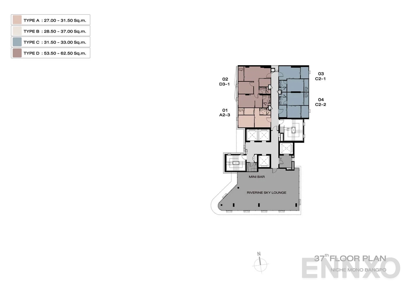 แปลนชั้น 37th Floor Plan ของโครงการ นิช โมโน บางโพ