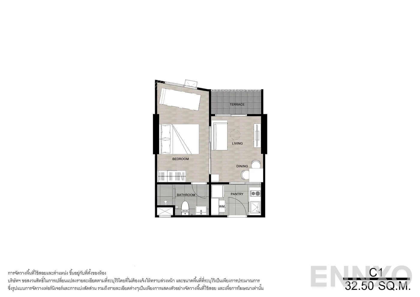 รูปแปลนห้อง C1 ของโครงการ นิช โมโน บางโพ