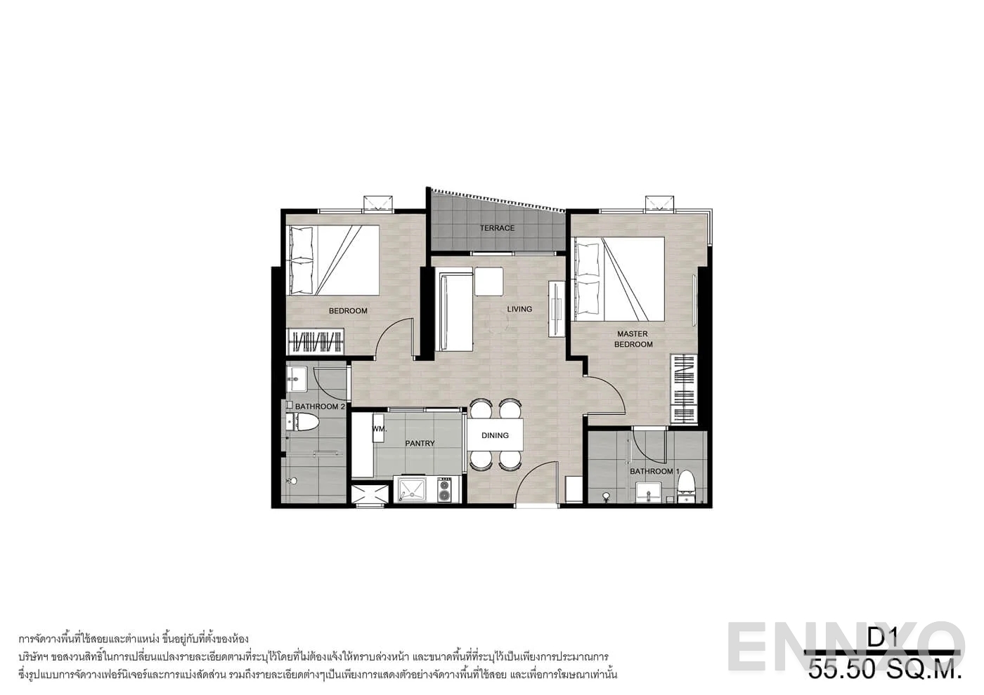 รูปแปลนห้อง D1 ของโครงการ นิช โมโน บางโพ