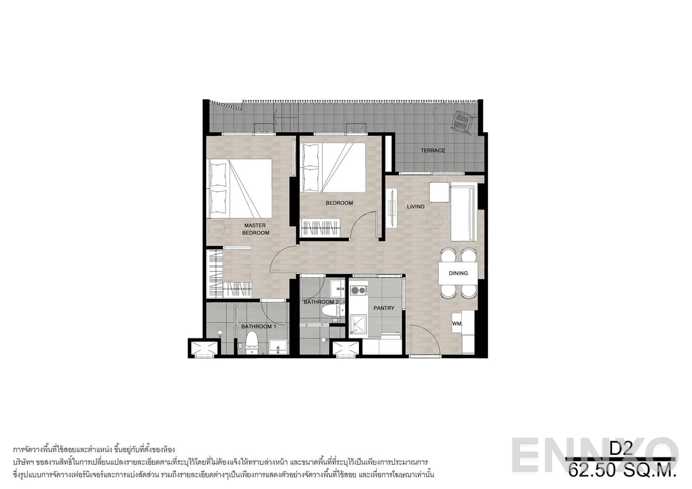 รูปแปลนห้อง D2 ของโครงการ นิช โมโน บางโพ