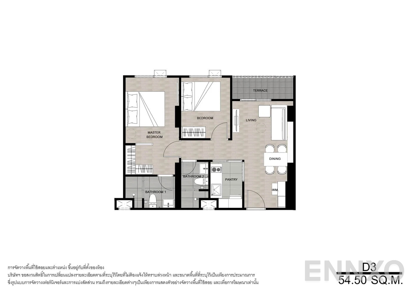 รูปแปลนห้อง D3 ของโครงการ นิช โมโน บางโพ