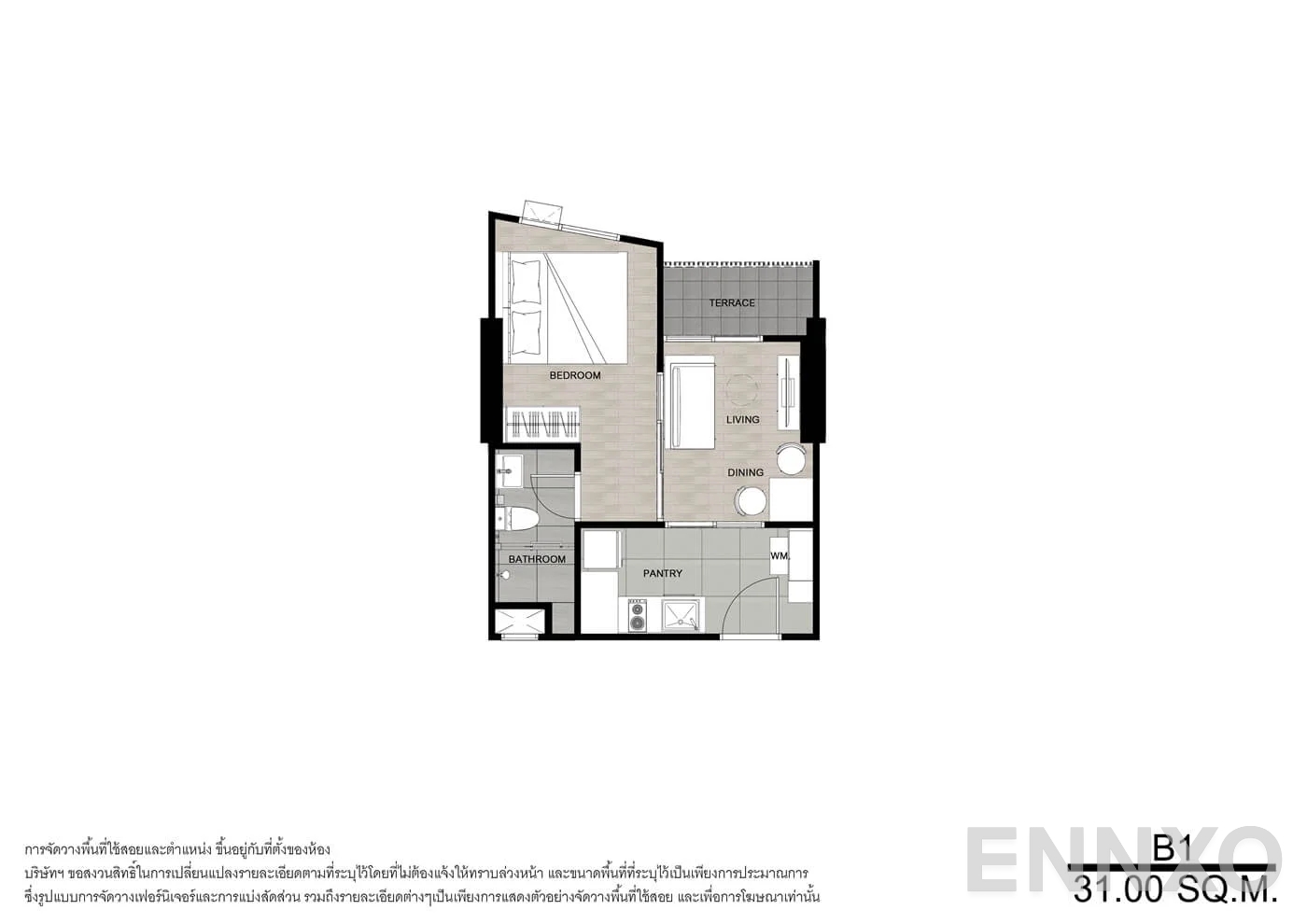 รูปแปลนห้อง B1 ของโครงการ นิช โมโน บางโพ