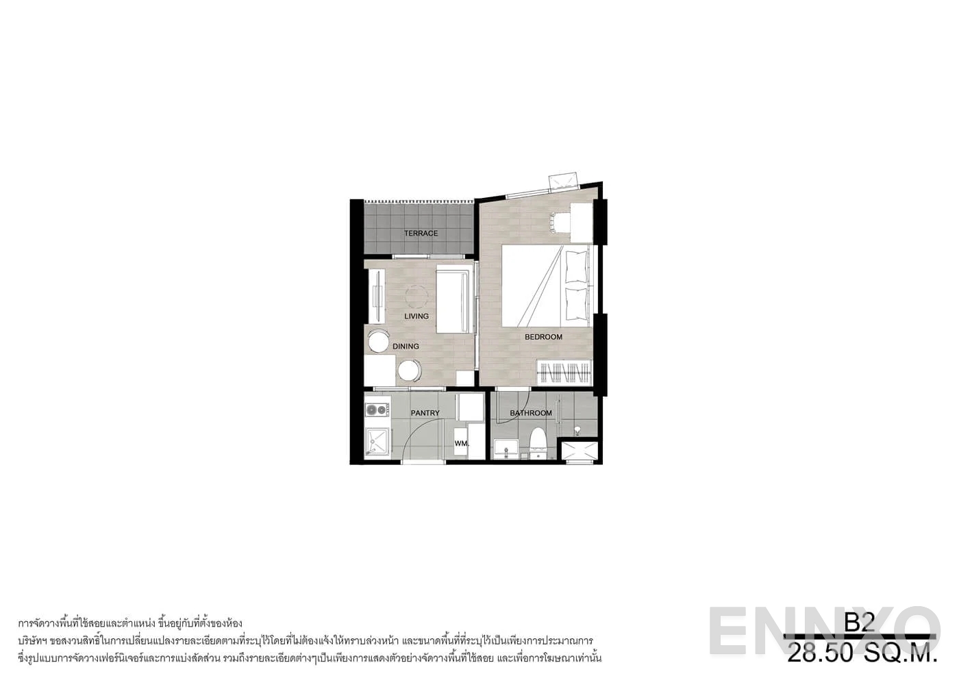 รูปแปลนห้อง B2 ของโครงการ นิช โมโน บางโพ
