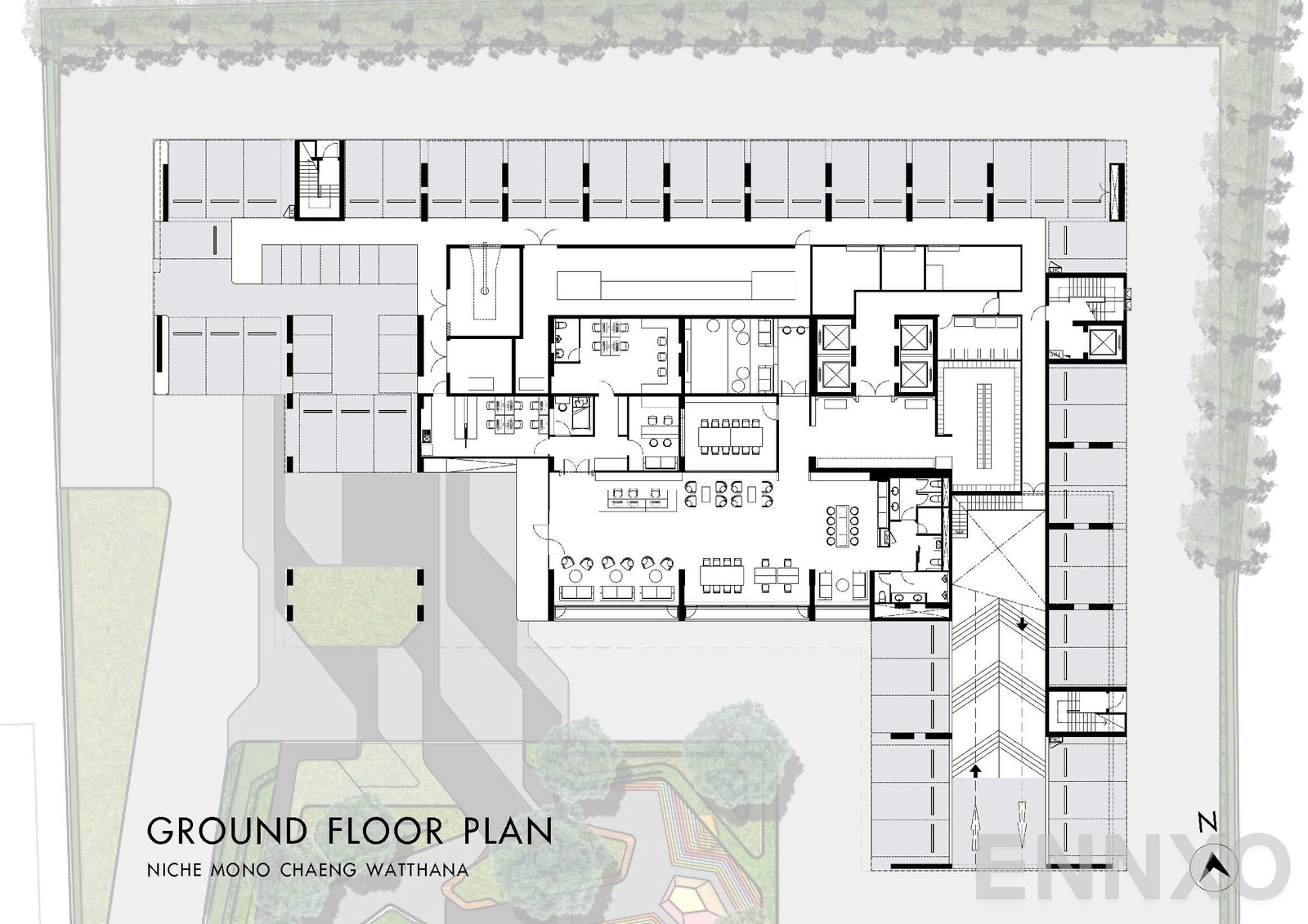 แปลนชั้น Ground Floor ของโครงการ นิช โมโน แจ้งวัฒนะ