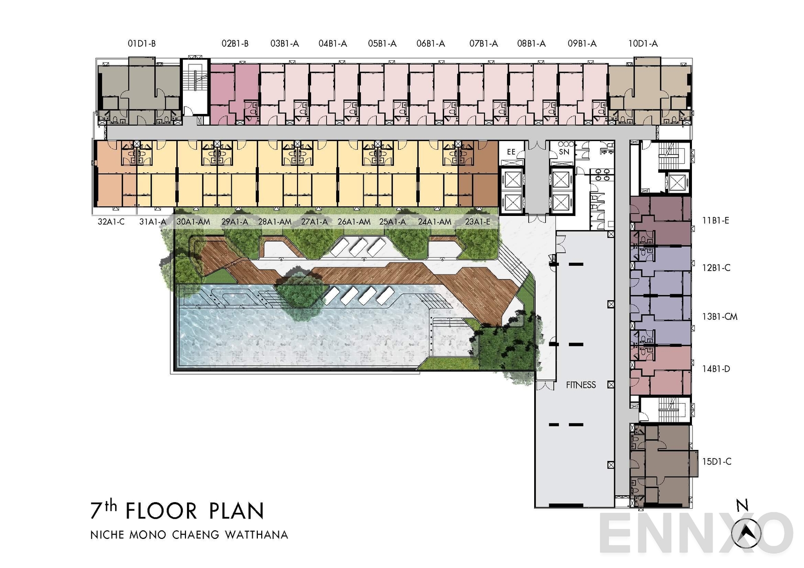 แปลนชั้น 7th Floor ของโครงการ นิช โมโน แจ้งวัฒนะ