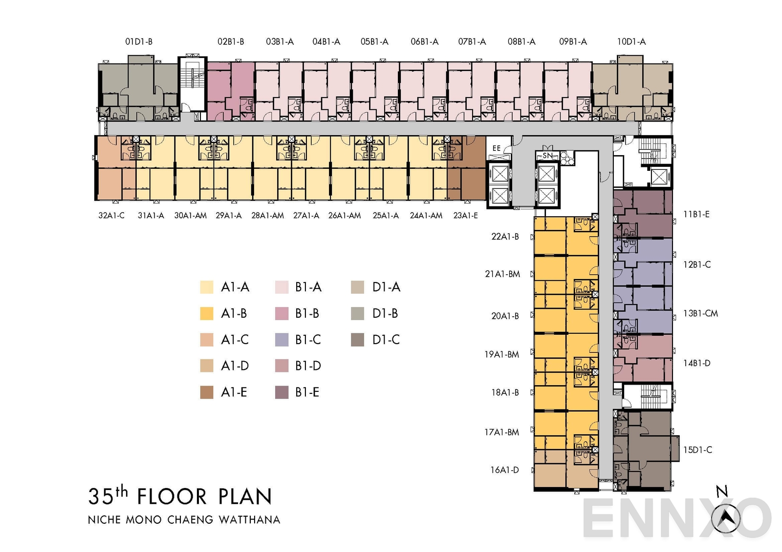 แปลนชั้น 35th Floor ของโครงการ นิช โมโน แจ้งวัฒนะ