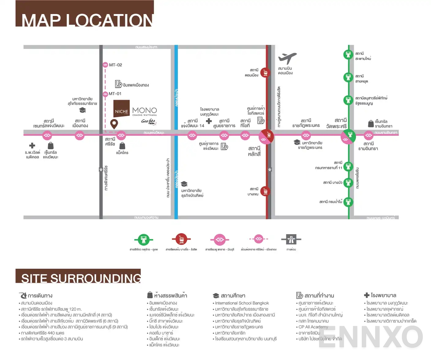 ภาพแผนที่แสดงที่ตั้งโครงการ NICHE MONO Chaengwattana
(นิช โมโน แจ้งวัฒนะ) และสถานที่โดยรอบ