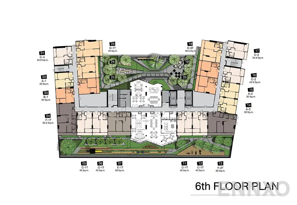 แปลนชั้น 6th Floor Plan ของโครงการ นิช โมโน เจริญนคร